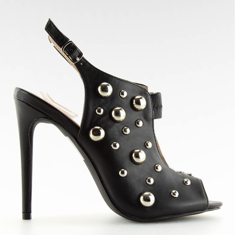 Svarta sandaler med nitar svart 708-11 Svart