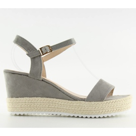 Grå grå sandaler på kilklack