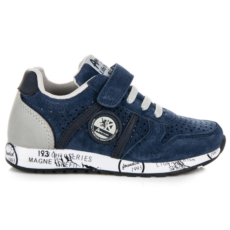 American Club Sneakers med elastiskt band och kardborreband blå