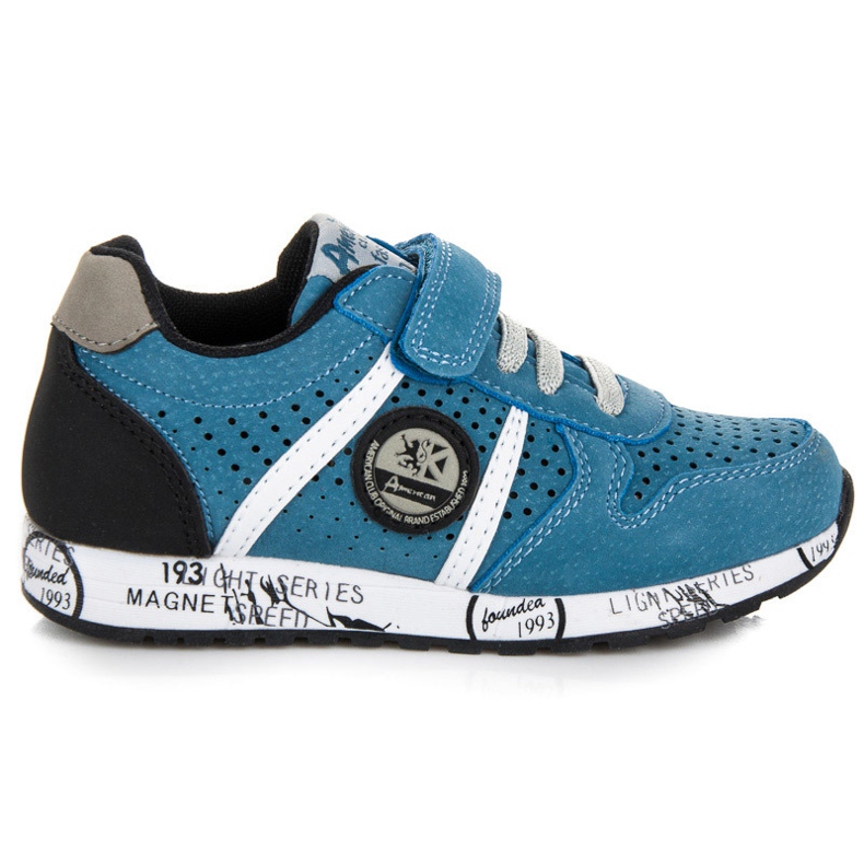 American Club Sneakers med elastiskt band och kardborreband blå