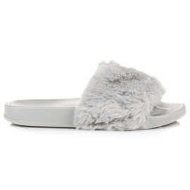 Bona Damtofflor med päls grå