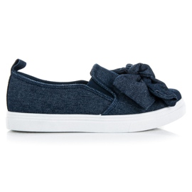 Denim Slipons Med En Rosett blå