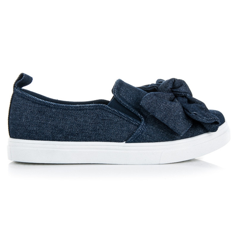 Denim Slipons Med En Rosett blå