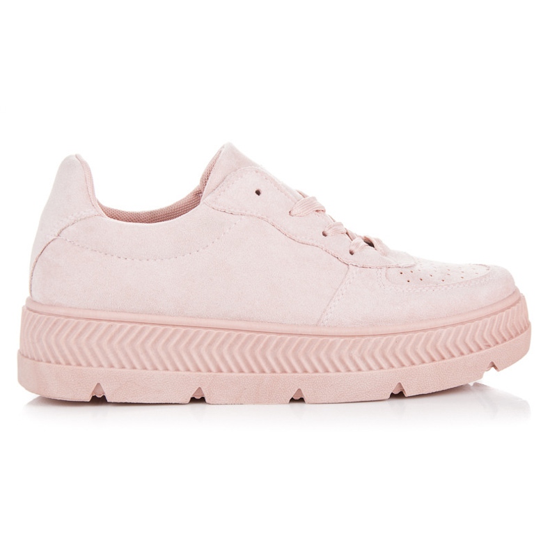 Sneakers i mocka på plattformen rosa