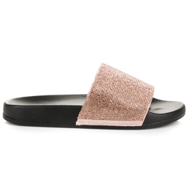 Tofflor med kristaller rosa