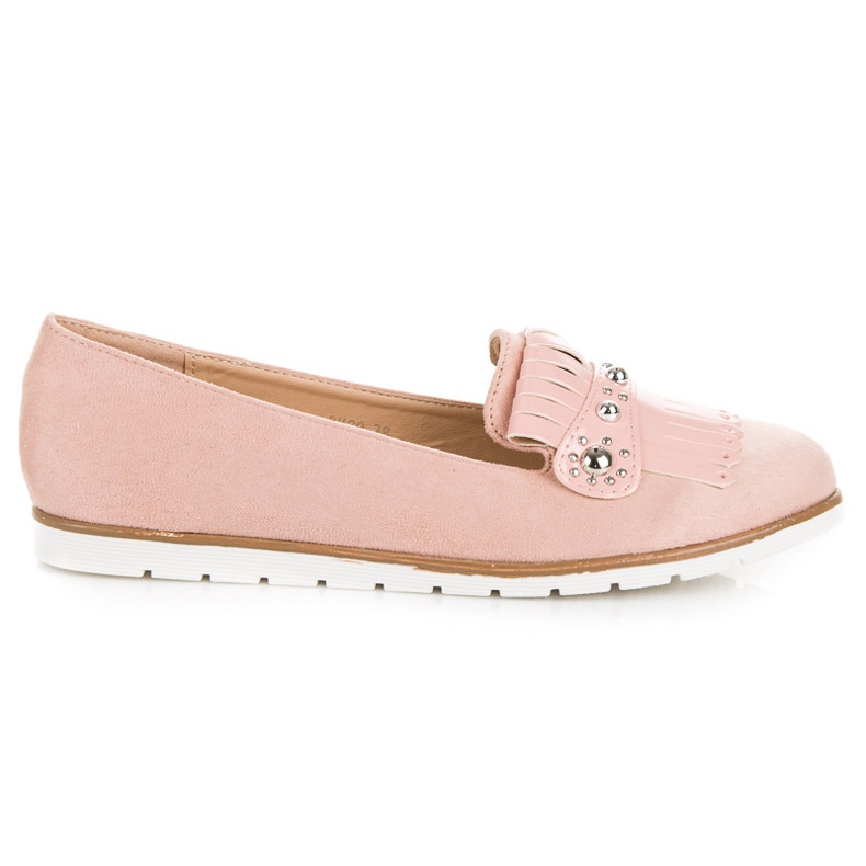 Seastar Loafers i mocka med fransar rosa