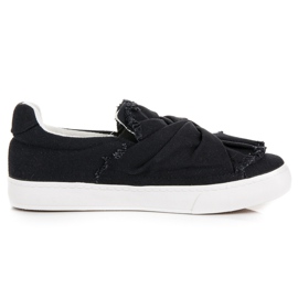 Slip-on sneakers med rosett svart