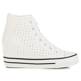 Genombrutna wedge sneakers vit