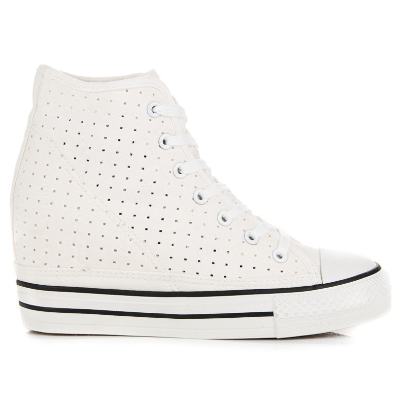 Genombrutna wedge sneakers vit