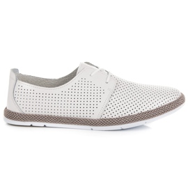 Genombrutna skor med vinceza-bindning vit