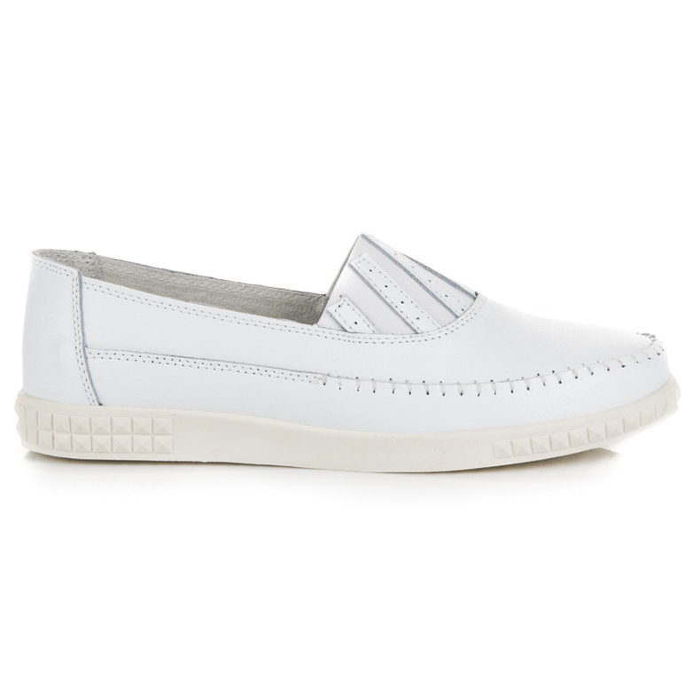 VINCEZA Slip-On Loafers i läder vit