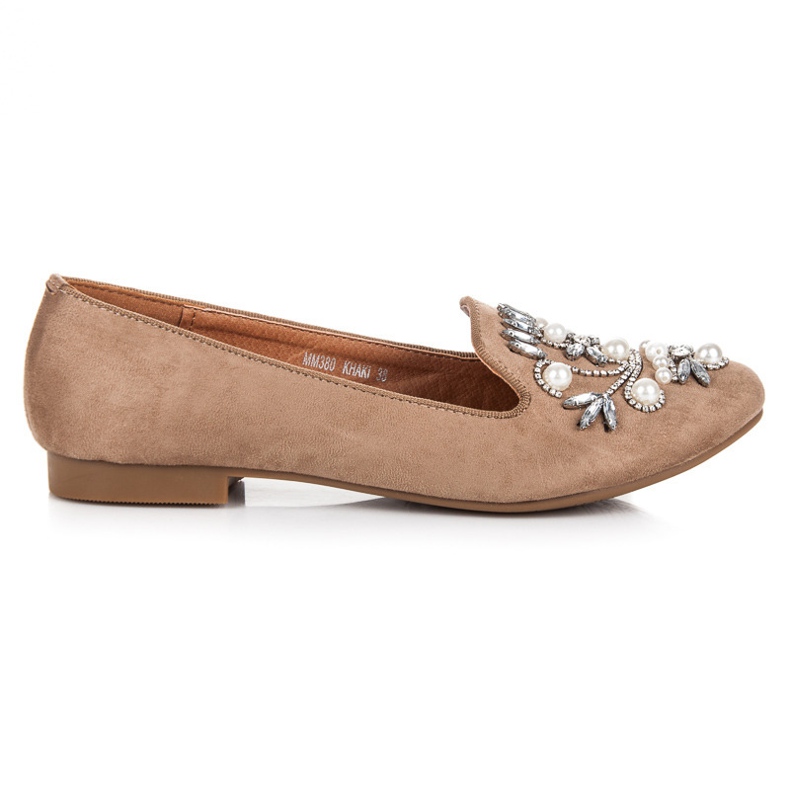 Lovery Beige dekorativa mockasiner