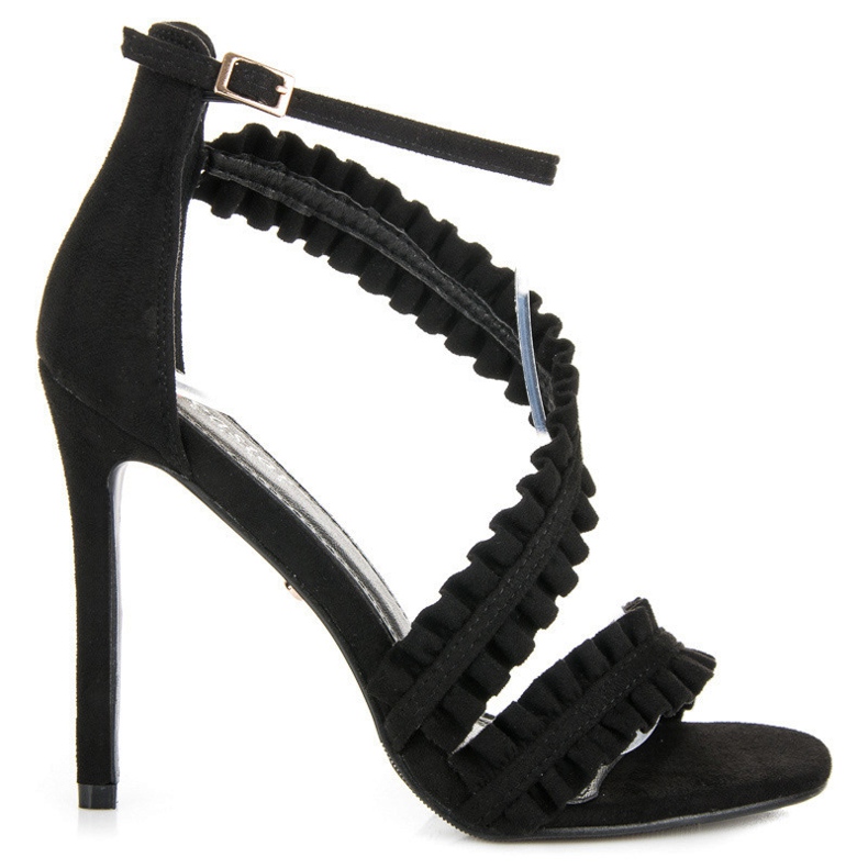 Seastar Högklackade sandaler med volang svart