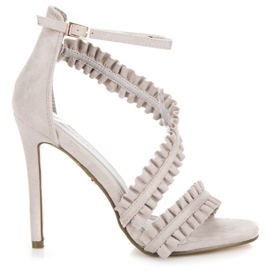 Seastar Högklackade sandaler med volang grå