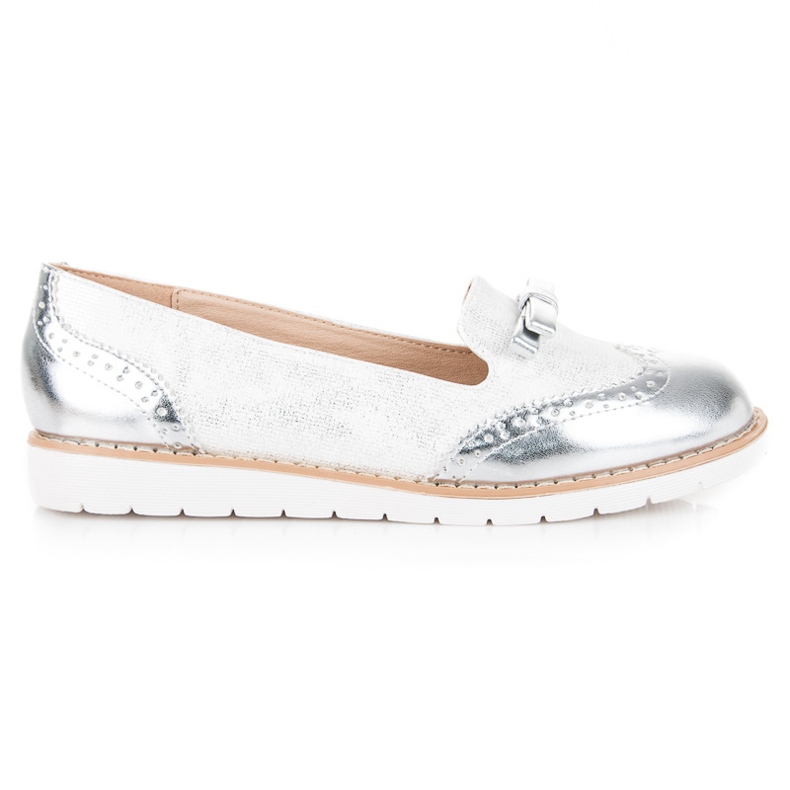 Vices Loafers med skruvstäd rosett vit grå