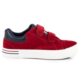 Suede velcro sneakers röd
