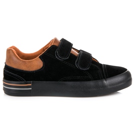 Suede Sneakers med kardborreband svart brun