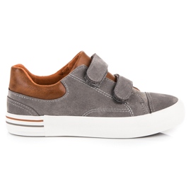 Suede Sneakers med kardborreband brun grå