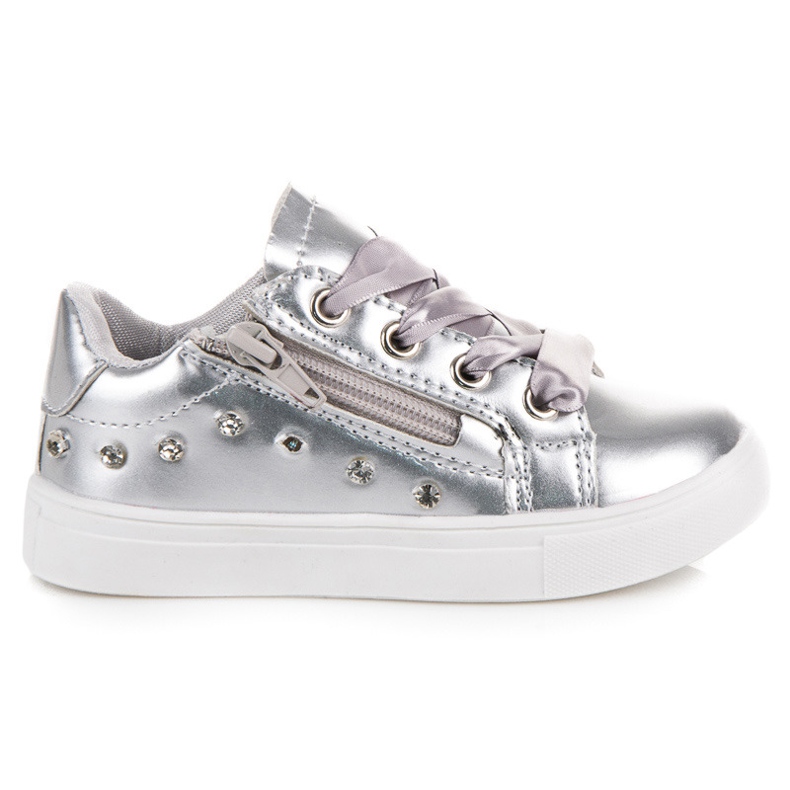 Silver Sneakers With Ribbon grå