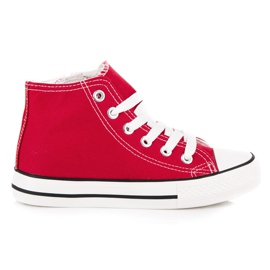 Sneakers ovanför fotleden på dragkedjan röd