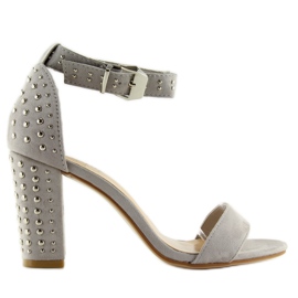 Sandaler med breda klackar, grå och grå