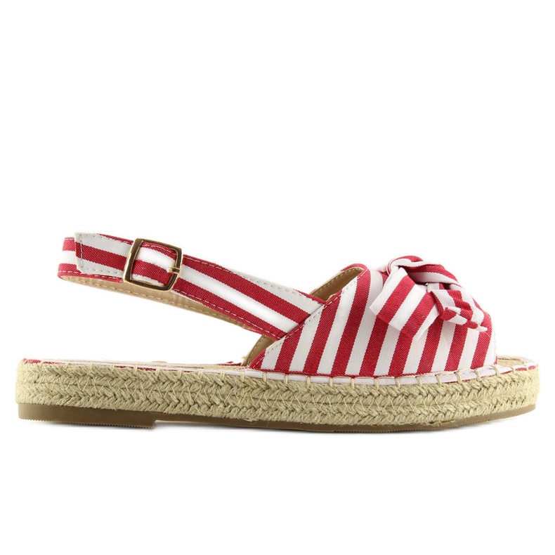 Rödrandiga espadrillesandaler