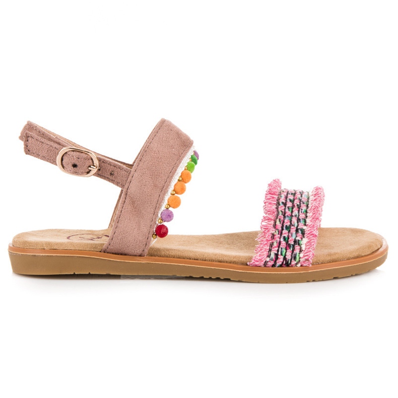 Kylie Sandaler i mocka med pomponger rosa