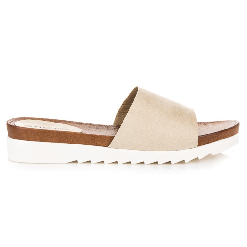 Vinceza tofflor i beige mocka