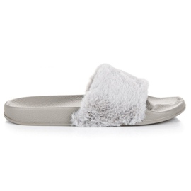 Grå flip-flops med päls