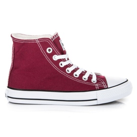 Knytna sneakers ovanför ankeln röd