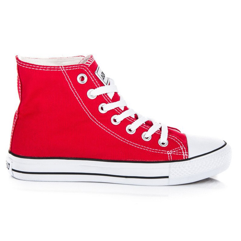 Knytna sneakers ovanför ankeln röd