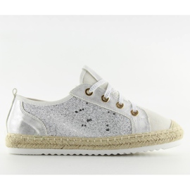 Vita espadrilles sneakers med snörning B-140 Vita