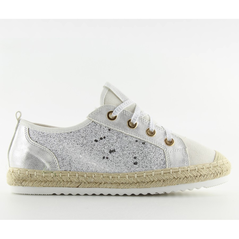 Vita espadrilles sneakers med snörning B-140 Vita