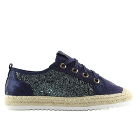 Marinblå spetsade espadrilles sneakers B-140 DK.BLUE
