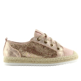 Rosa spetsade espadrilles sneakers B-140 Rosa