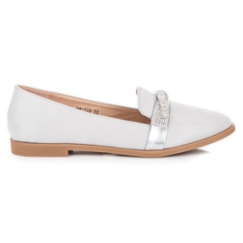 Bestelle Mockaskor med kristaller grå