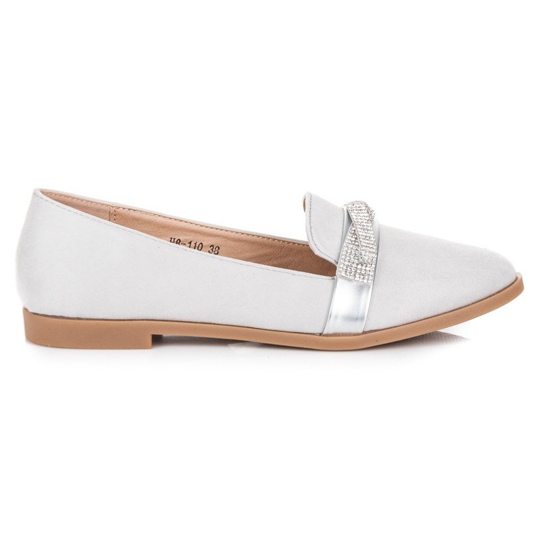 Bestelle Mockaskor med kristaller grå