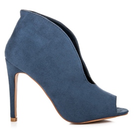 Bestelle Ankelstövlar i mocka med öppen tå blå