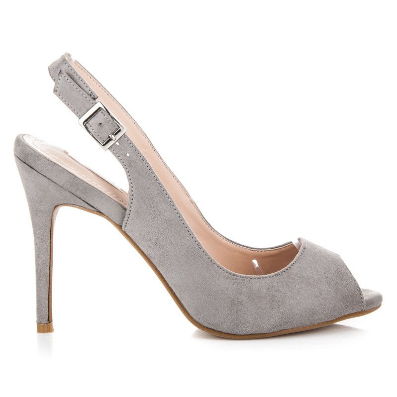 Bestelle Sandaler i mocka på hög klack grå