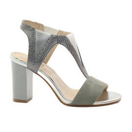 M.Daszyński Lädersandaler Daszyński grå