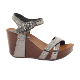 M.Daszyński Kilsandaler Daszyński med cubic zirconias grå