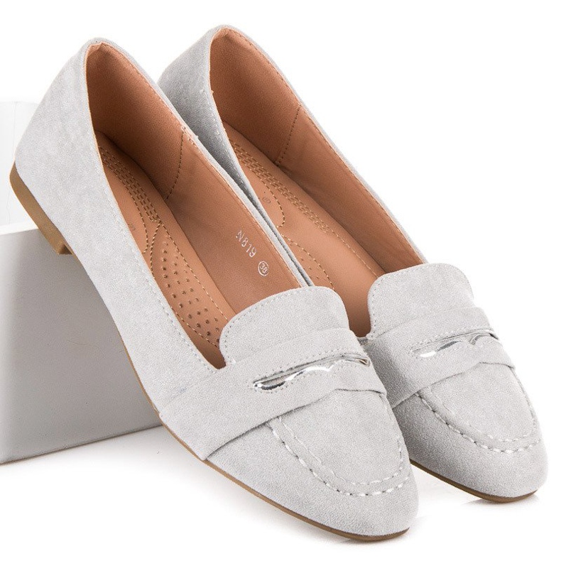 Small Swan Suede Loafers With Brocade grå