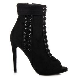 Seastar Knutna stövlar med öppen tå svart