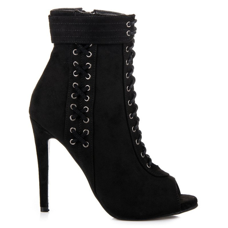 Seastar Knutna stövlar med öppen tå svart