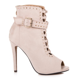 Seastar Ankelstövlar i mocka med öppen tå beige