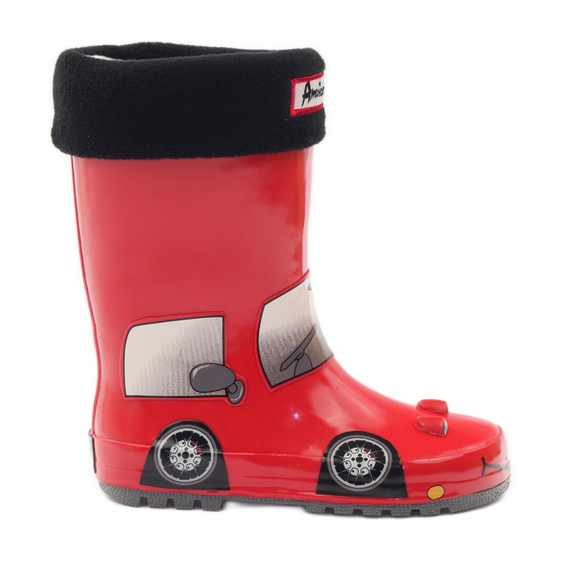 American Club Galoscher strumpa plus RED CAR innersula röd grå svart