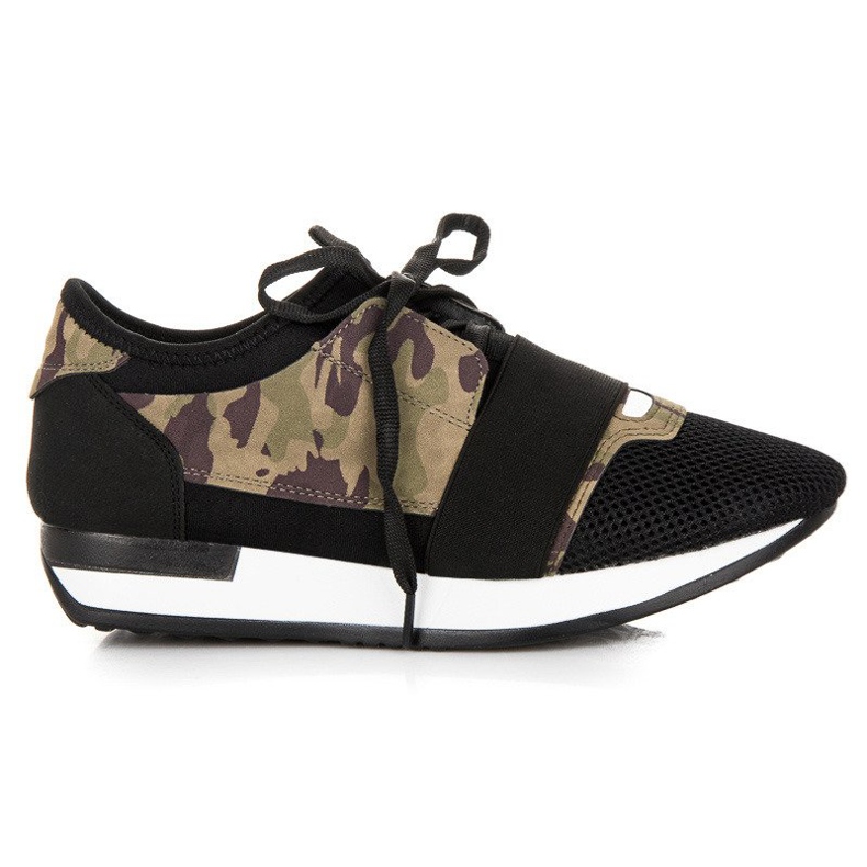 Slip-on sportskor svart brun grön