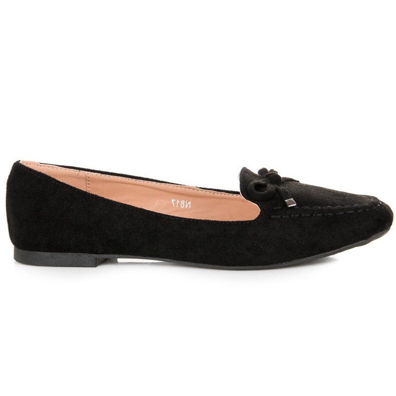 Small Swan Loafers i mocka med rosett svart