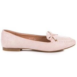 Small Swan Loafers i mocka med rosett rosa