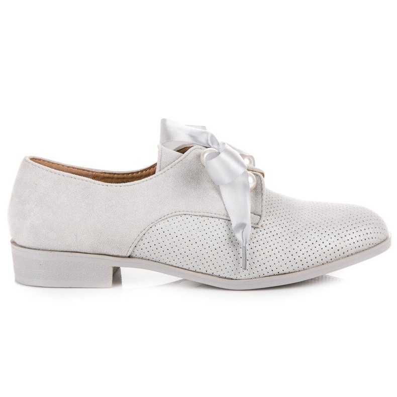 Bestelle Mockaskor med pärlor grå